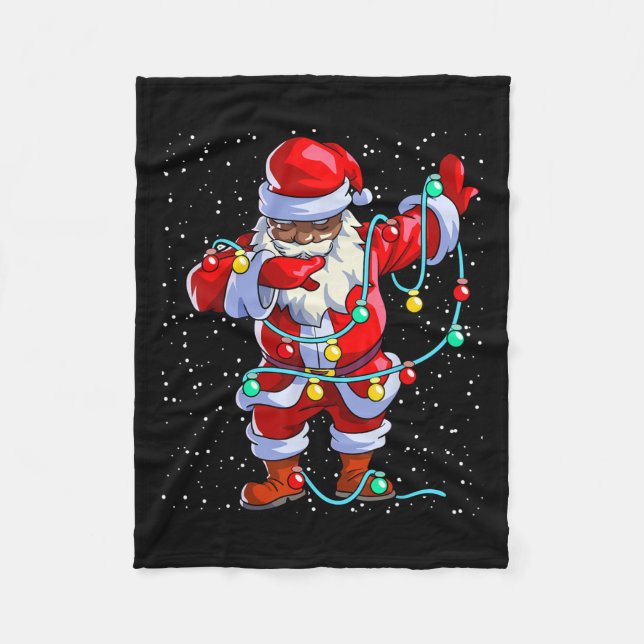 Cobertor De Velo Papai Noel Natal Negro Afro-Americano (Frente)