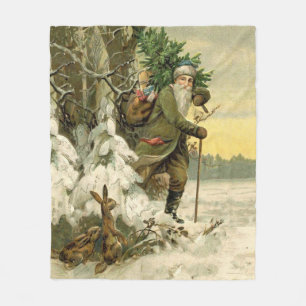 Cobertor De Velo Papai Noel Natal Vitoriano Árvore de Natal Vintage