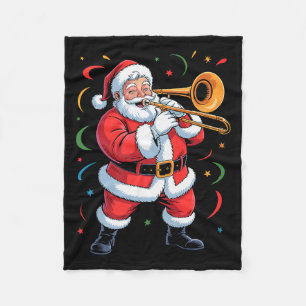 Cobertor De Velo Papai Noel Tocando Trombone Férias Engraçadas Nata