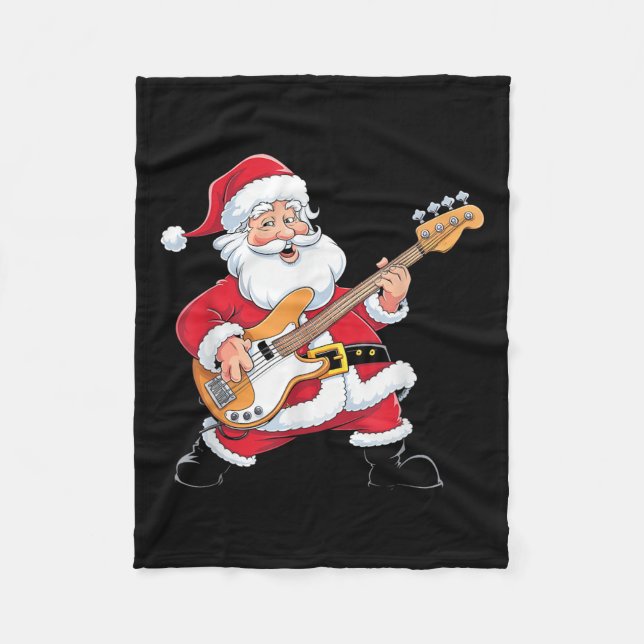 Cobertor De Velo Papai Noel Tocando Um Violão Xmas Natal  (Frente)