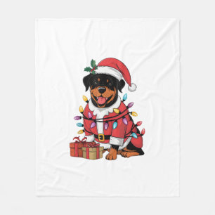 Cobertor De Velo Papais noeis de Iluminação Xmas Rottweiler Cão de