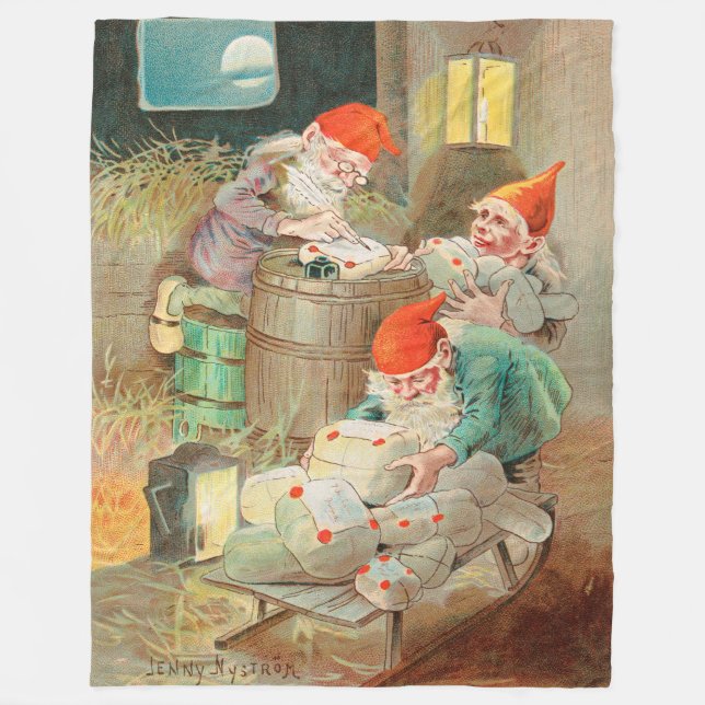 Cobertor De Velo Papais noeis de Natal suecos (por Jenny Nyström) (Frente)