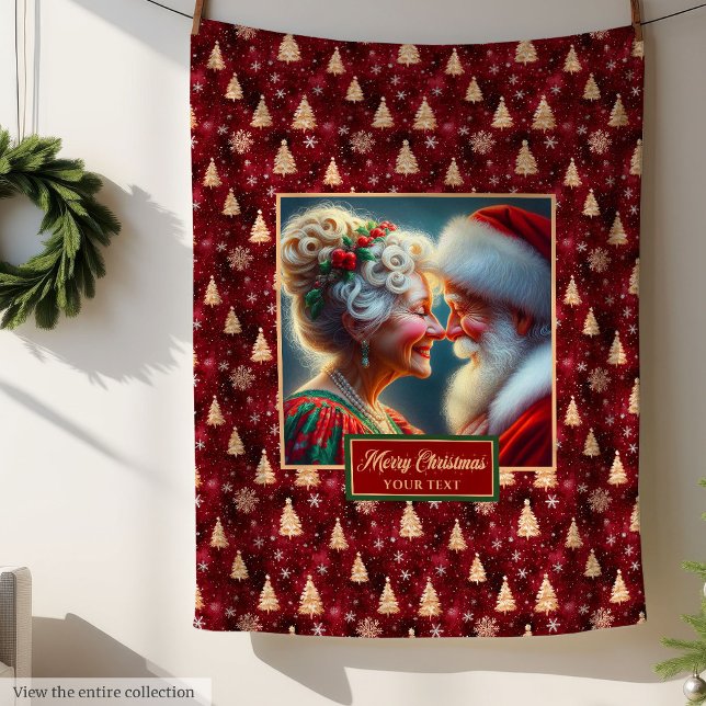 Cobertor De Velo Papais noeis Dourados do Burgundy Blanket de Feria (Perfect Holiday Throw Blanket Burgundy Gold Santa Claus)