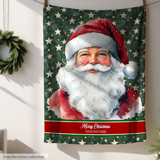 Cobertor De Velo Papais noeis Personalizados em Aberto com Texto do (Personalized Santa Blanket with Monogram Text)