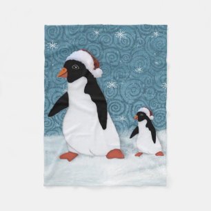 Cobertor De Velo Papais noeis Pinguins Fleece em Aberto