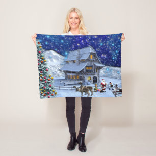 Cobertor De Velo Papais noeis Rudolph Elf com Sled