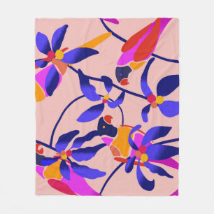 Cobertor De Velo Papéis de Vintage Rosa: Ilustração Exótica Sem Vis