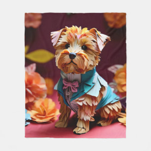 Cobertor De Velo Papel Rococo Norfolk Terrier Pastel Cores
