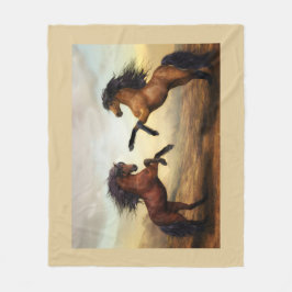 Cobertor De Velo par de cavalos selvagens