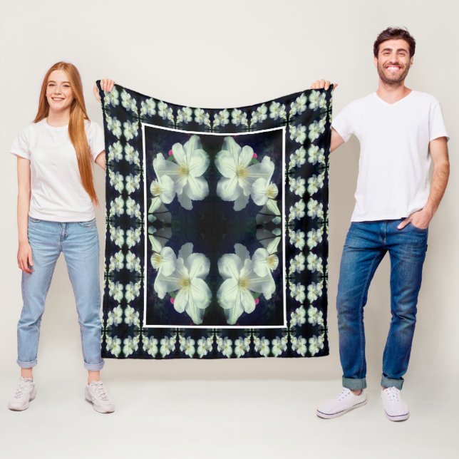 Cobertor De Velo Par Flor Branco Clematis Par Abstrato Padrão Flora (In Situ)