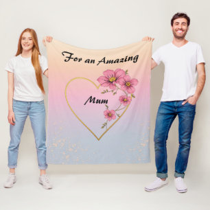 Cobertor De Velo Para a Mamãe Rosa Floral Dourado Coração Dia das M