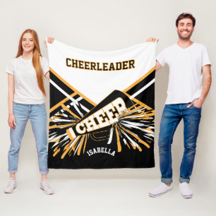 Cobertor De Velo Para um 📣 Cheerleader - Branco, Dourado e Preto