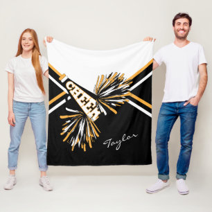Cobertor De Velo Para um 📣 Cheerleader - Branco, Dourado e Preto -