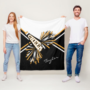 Cobertor De Velo Para um Cheerleader 📣 - Branco, Dourado e Preto