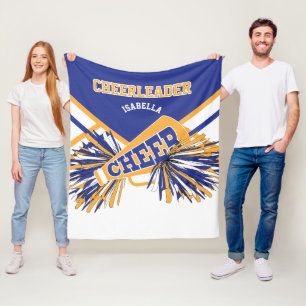 Cobertor De Velo Para um 📣 Cheerleader - Dourado, branco e azul