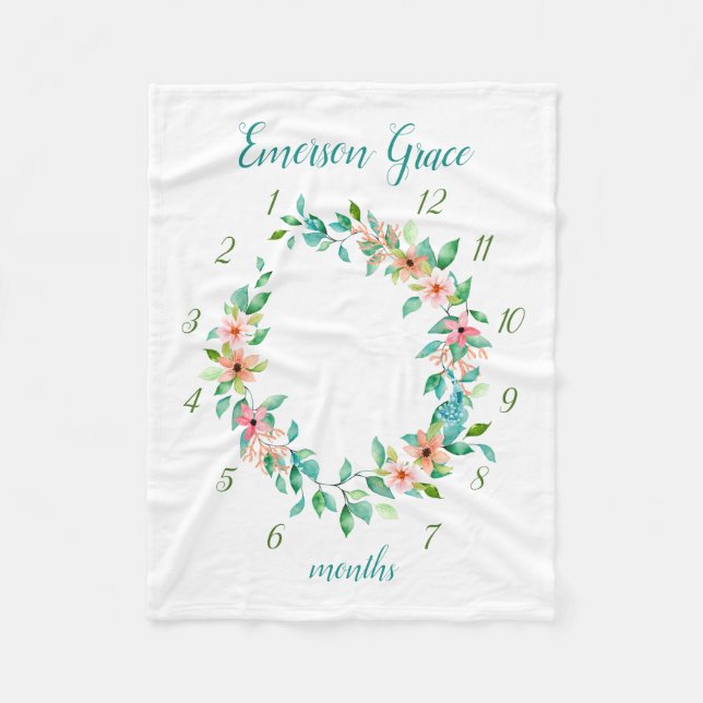 Cobertor De Velo Paradise Floral Baby Girl Mensal (Frente)