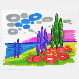 Cobertor De Velo Paraíso Pop Art – Paisagem Gráfica Ousada