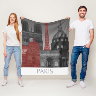 Cobertor De Velo Paris Elevações por Noite - Vermelho