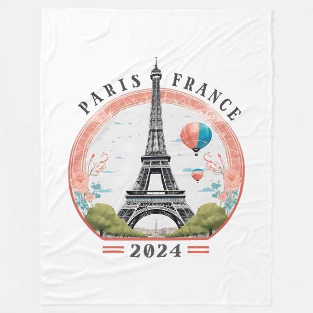 Cobertor De Velo Paris França 2024 Fleece Blankets, Torre Eiffel (Frente)