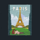 Cobertor De Velo Paris França Retro Viagem Art Vintage<br><div class="desc">Paris retro viagem em estilo emblema. A Torre Eiffel é uma torre de latência de ferro em formas na Champ de Mars em Paris,  França.</div>