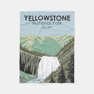 Cobertor De Velo Parque Nacional do Yellowstone Gibbon Falls Vintag