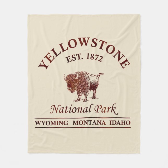 Cobertor De Velo Parque Nacional Yellowstone Vintage (Frente)
