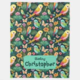Cobertor De Velo Parrot Playground: Uma dança vibrante das tropicai