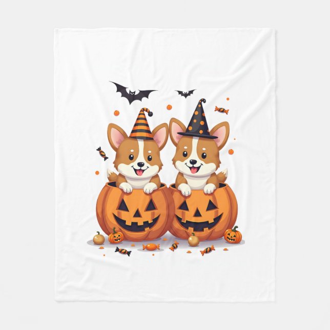 Cobertor De Velo Partido Pumpkin Corgi (Frente)