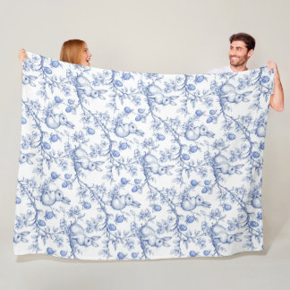 Cobertor De Velo Páscoa Chinoiserie Toile De Jouy Fleece Blanket