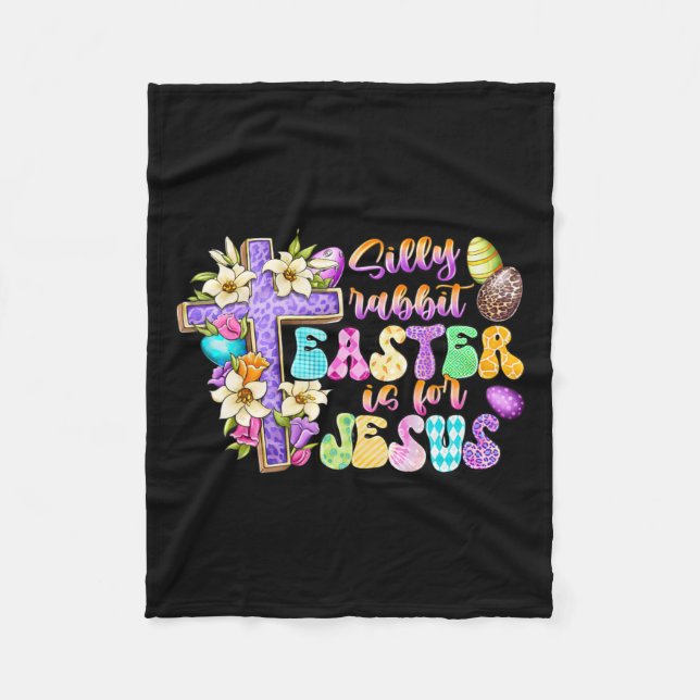 Cobertor De Velo Páscoa De Coelho bobo É Para Jesus Cristo Religios (Frente)