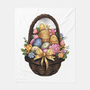 Cobertor De Velo Páscoa Dia Páscoa Cesta de Ovos Coloridos Flores
