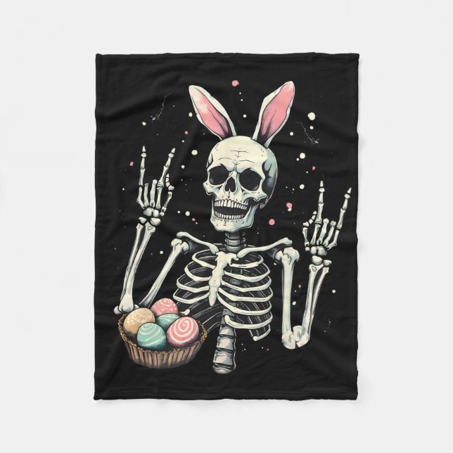 Cobertor De Velo Páscoa Skeleton Bunny Rock Hand Boys Kids M (Frente)