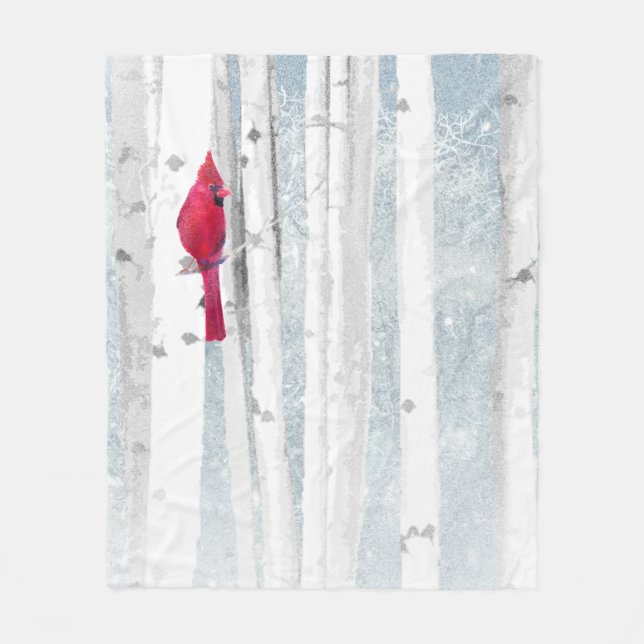 Cobertor De Velo Pássaro Cardeal Vermelho em bela árvore de passari (Frente)