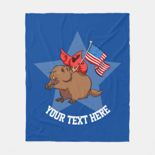 Cobertor De Velo Pássaro cardinal vermelho com a bandeira americana