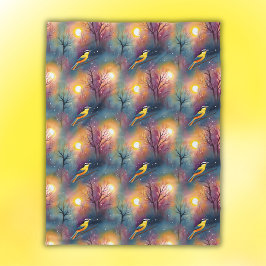 Cobertor De Velo Pássaro Colorido na Árvore com Sol |