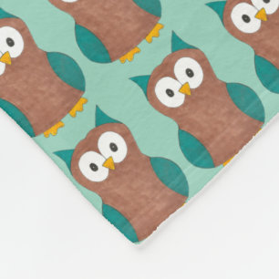 Cobertor De Velo Pássaro de Cartoon Wise Brown Teal Blue Barn Own