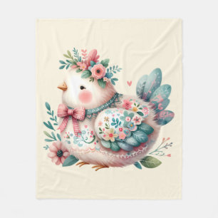 Cobertor De Velo Pássaro Folclórico Floral com Charme Pastel Boho