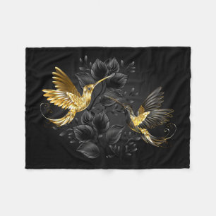 Cobertor De Velo Pássaro Humino Negro e Dourado
