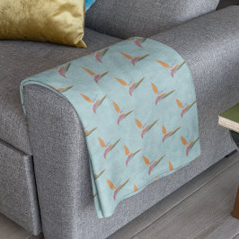 Cobertor De Velo Pássaro Moderno Azul Tropical de Paraíso Desenhado