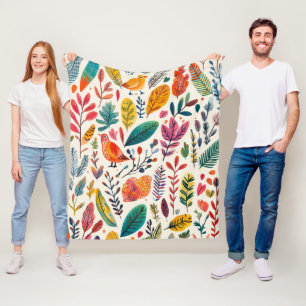 Cobertor De Velo Pássaros Boho Aquarela – Artística Inspiração na N