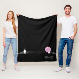 Cobertor De Velo Pássaros Bublegum engraçados em preto-fio