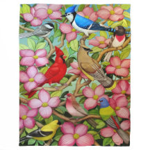 Pássaros selvagens do quintal na cobertura do velo