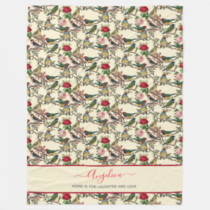 Cobertor De Velo Pássaros Vitorianos e Rosas Estilo de Vintagem