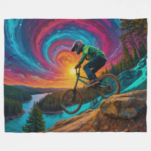 Cobertor De Velo Passeio de BMX Descendo uma Encosta por uma Flores