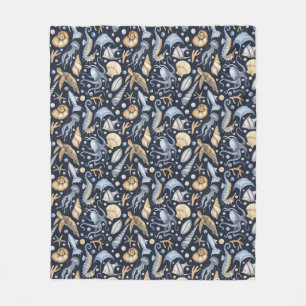 Cobertor De Velo Pasta de aquarela azul cores verdes mar marítimo