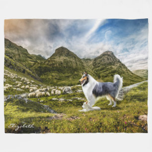 Cobertor De Velo Pastagem Blue Merle Collie Sheep - Personalizada
