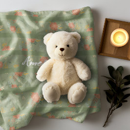 Cobertor De Velo Pastel beige verde hortelã floral nome do padrão d