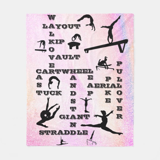 Cobertor De Velo Pastel Gymnastics Competência em Palavras Cruzadas (Frente)