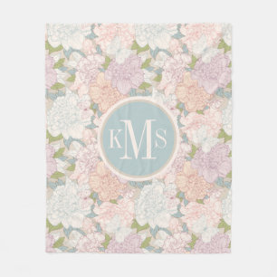 Cobertor De Velo Pastel Peony & Butterfly Fllower Pattern