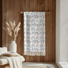 Cobertor De Velo Pastel Pink Navy Blanket Elegant Boho Cozy Gift